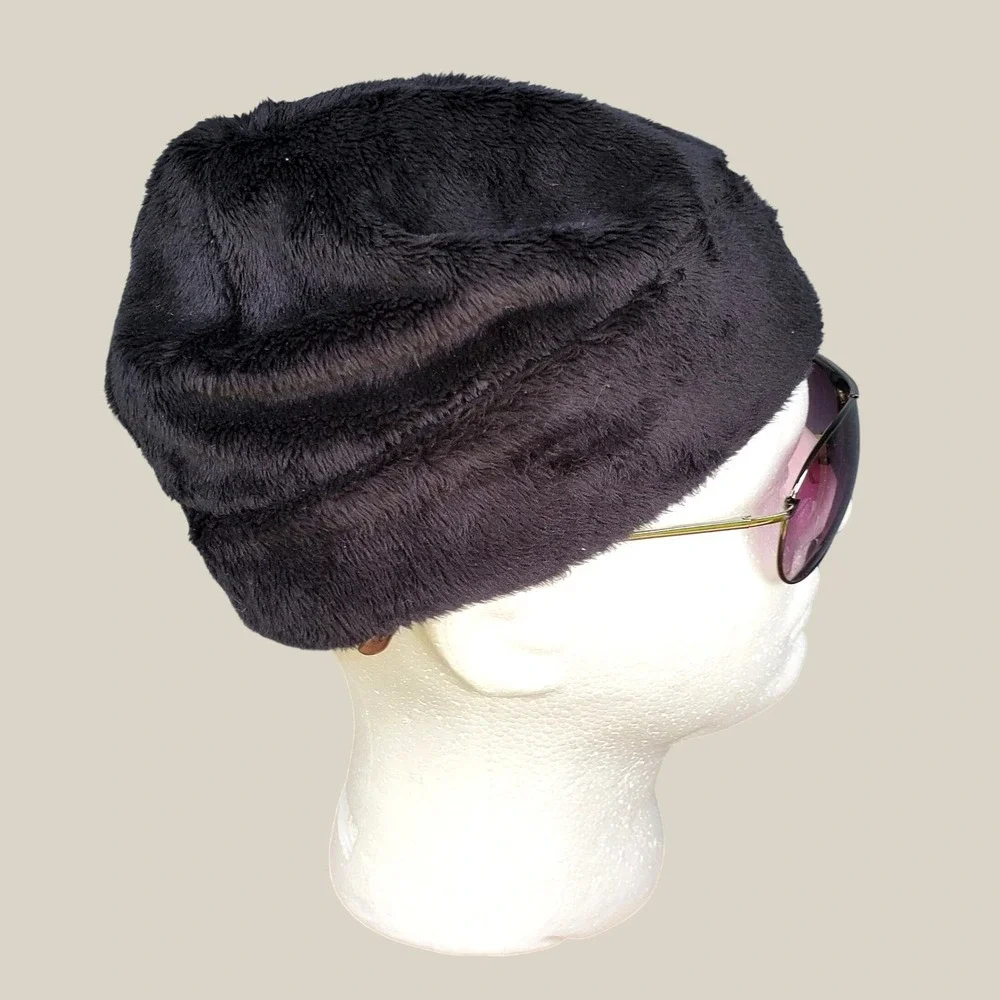 The North Face Osito Faux Fur Fleece Beanie Hat Black White Logo Winter Cap